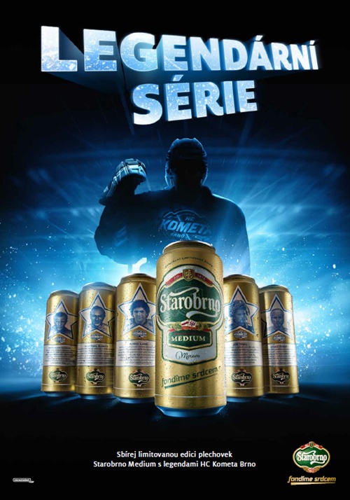 Starobrno vydává limitovanou edici plechovek s hokejisty brněnské Komety